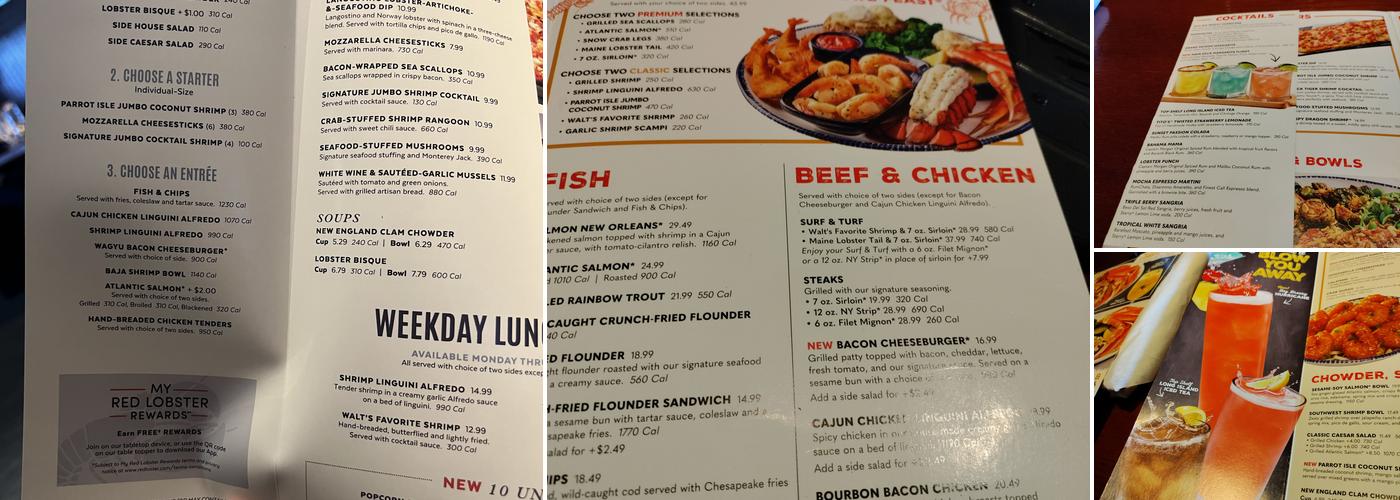 Red Lobster Menu