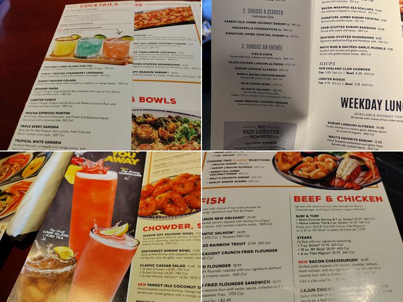 Red Lobster Menu