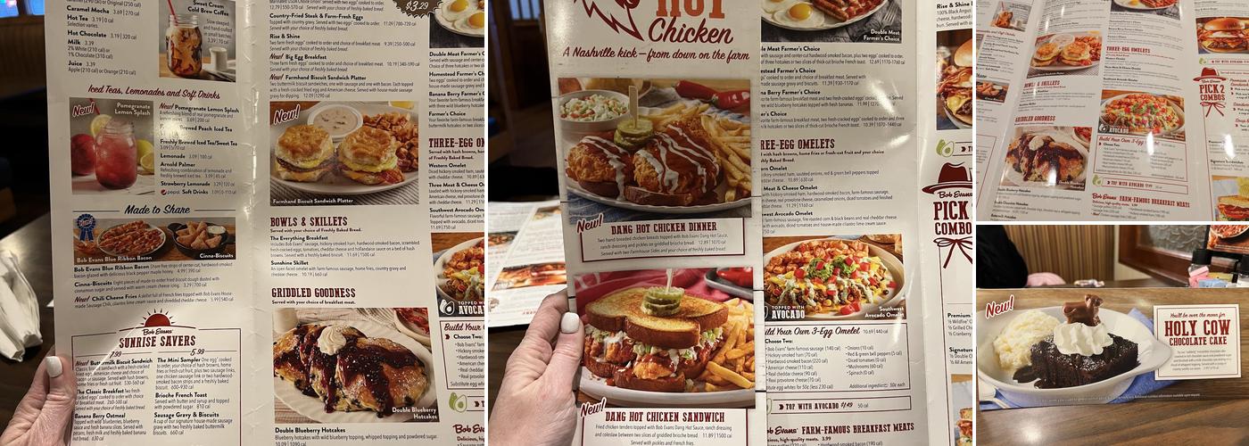 Bob Evans Menu