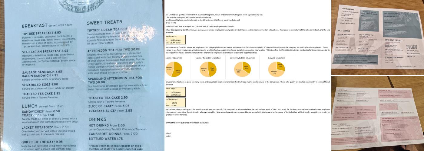 Tiptree at Bond Street Menu