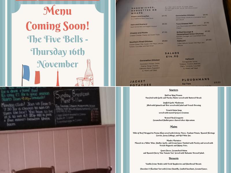 The Five Bells Menu