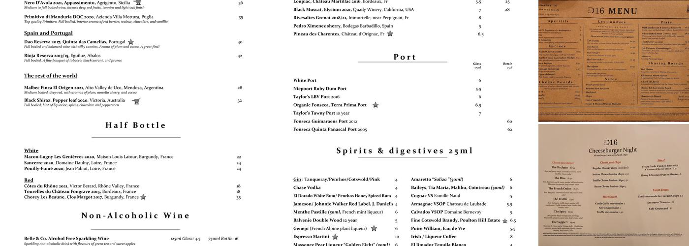 Domaine 16 Menu