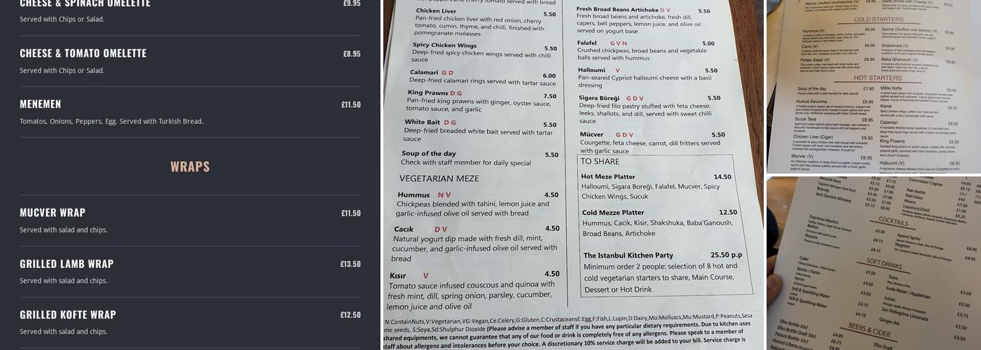 The Istanbul Kitchen Menu