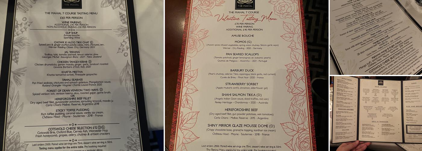 The Mahal Menu