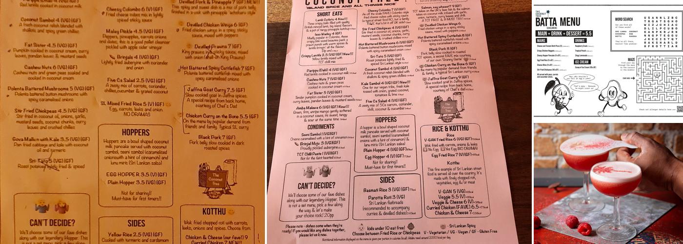 The Coconut Tree Cheltenham Menu