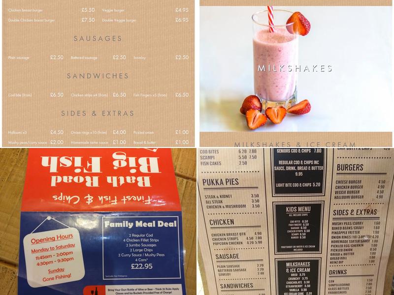 The Bath Road Big Fish Menu