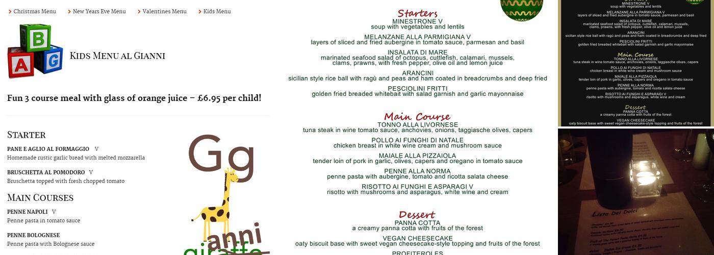 Gianni Ristorante Menu