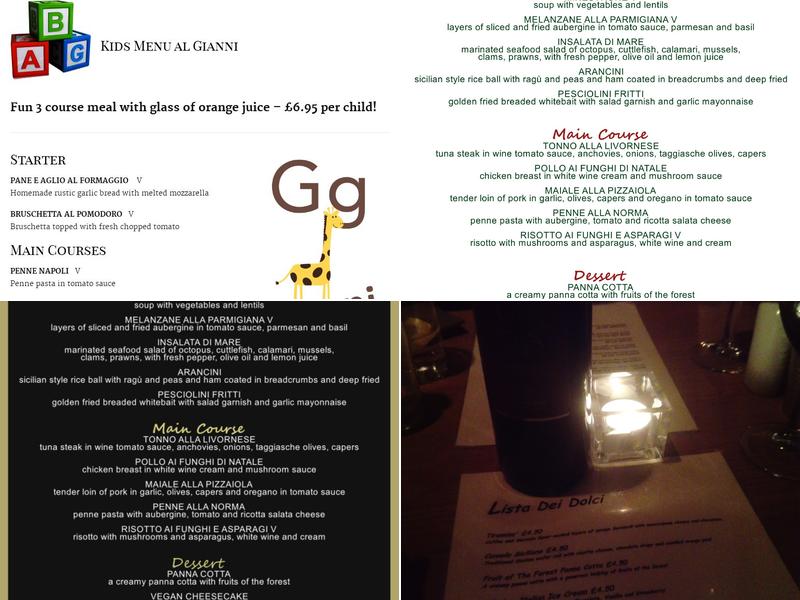 Gianni Ristorante Menu