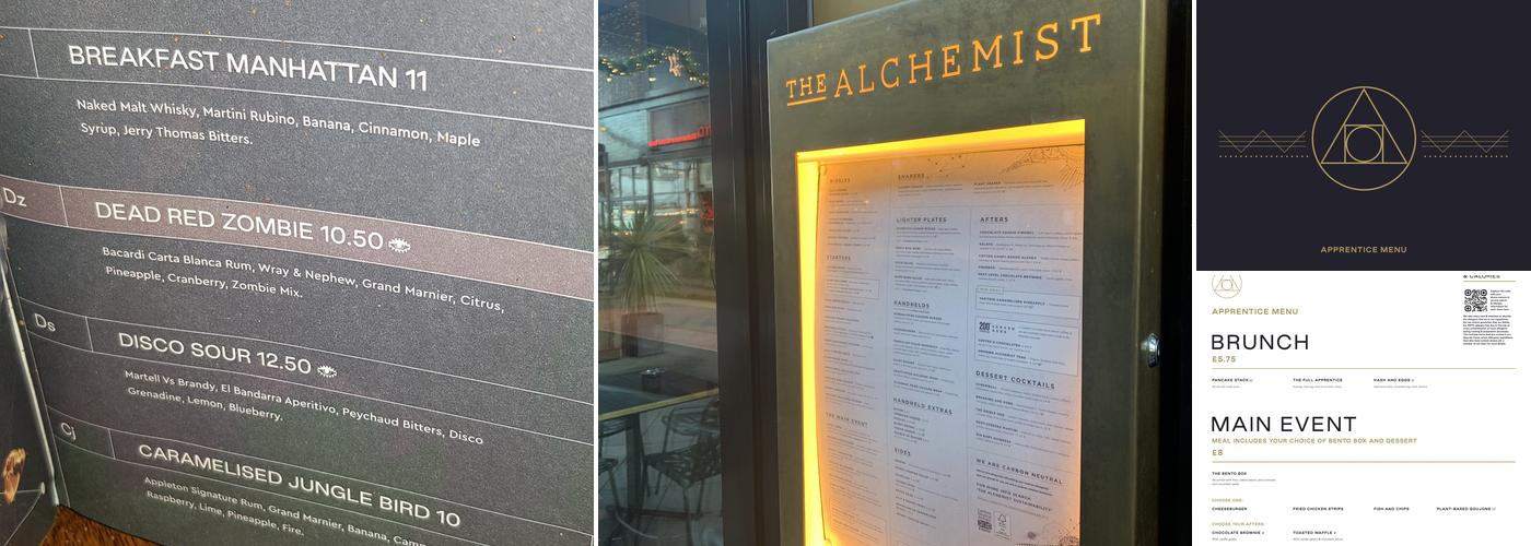 The Alchemist Cheltenham Menu
