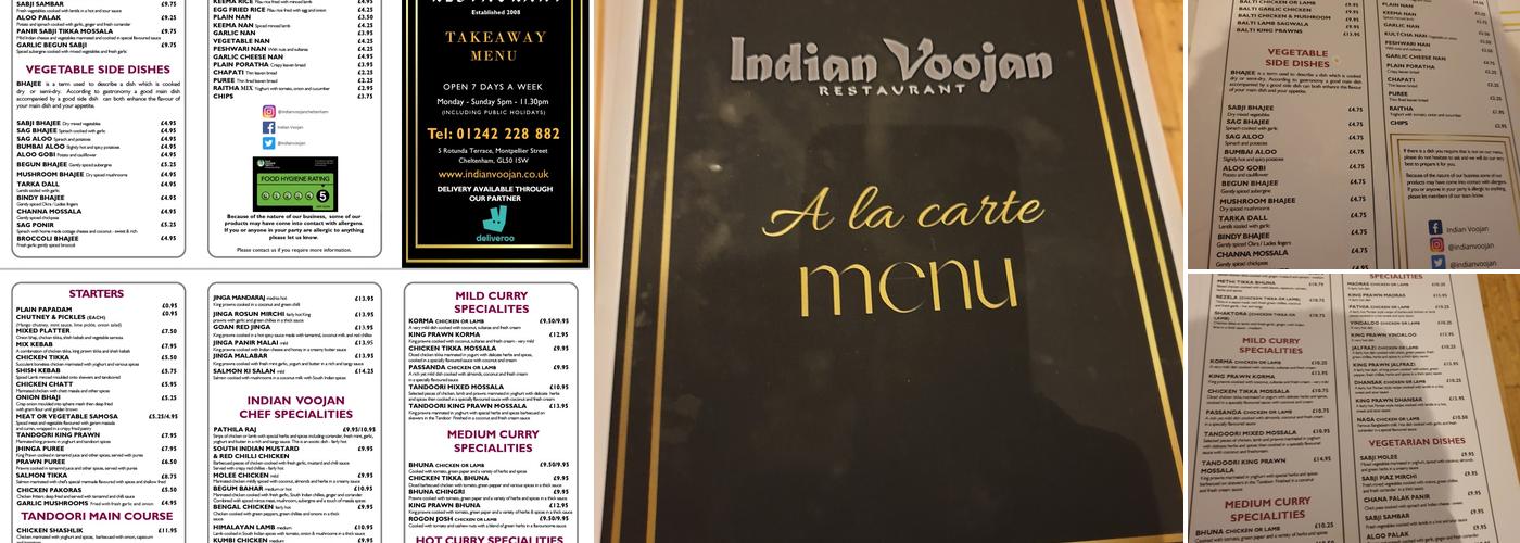 Indian Voojan Restaurant Menu