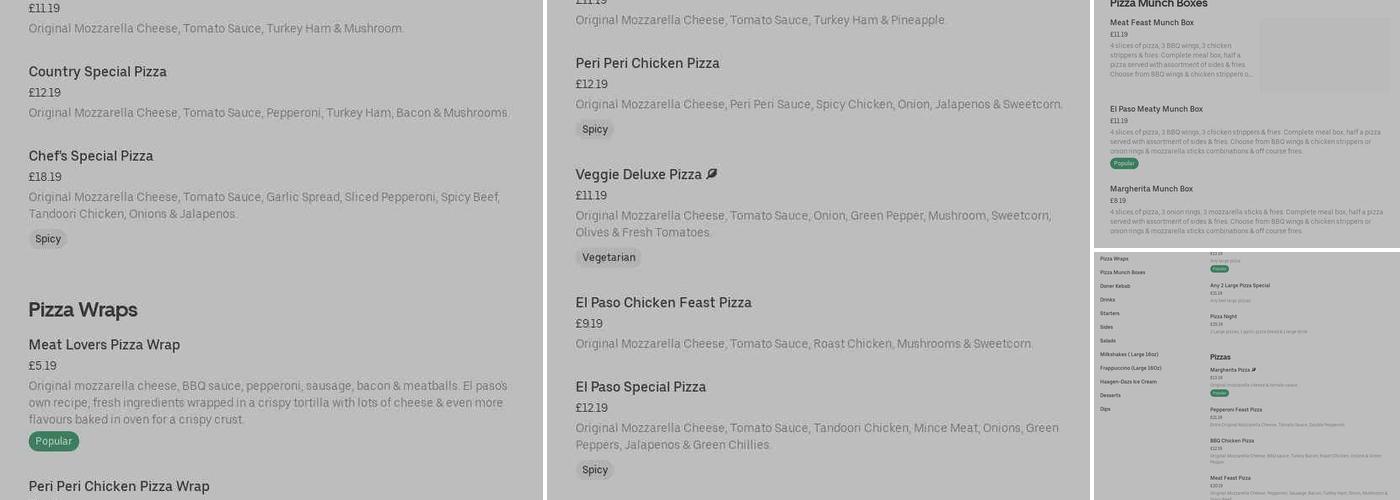 El Paso Pizza & Burgers Menu