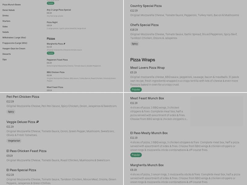 El Paso Pizza & Burgers Menu