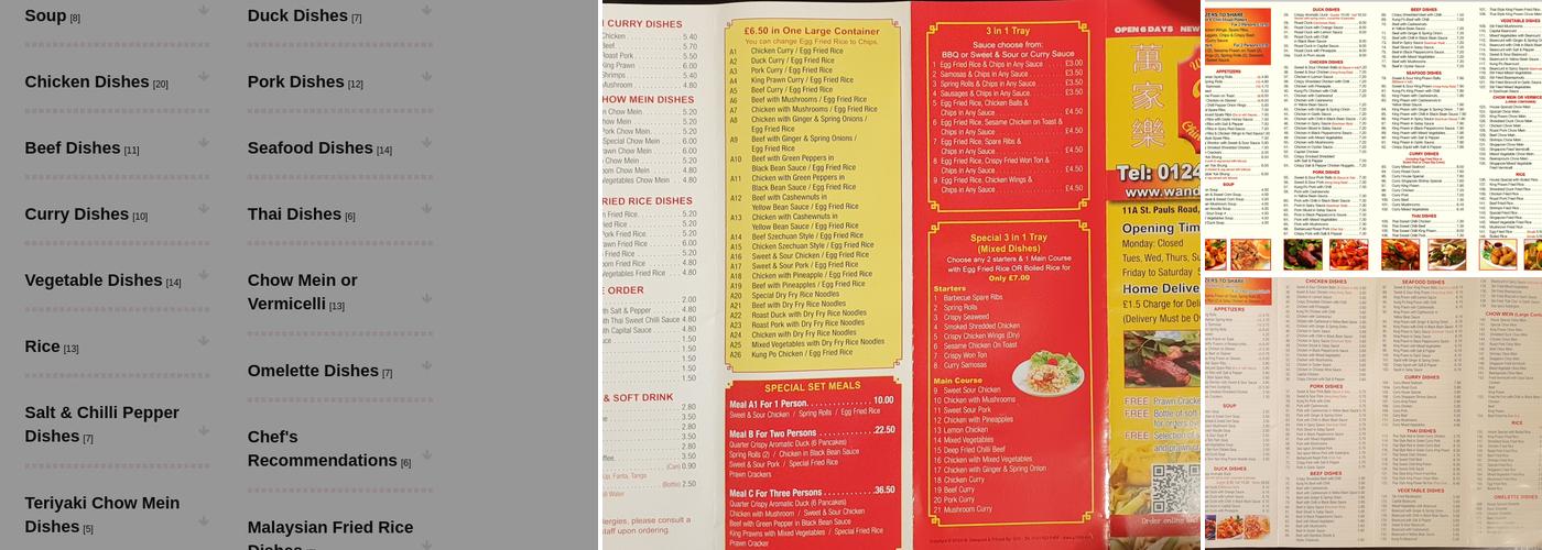 Wan Delight Chinese takeaway Menu