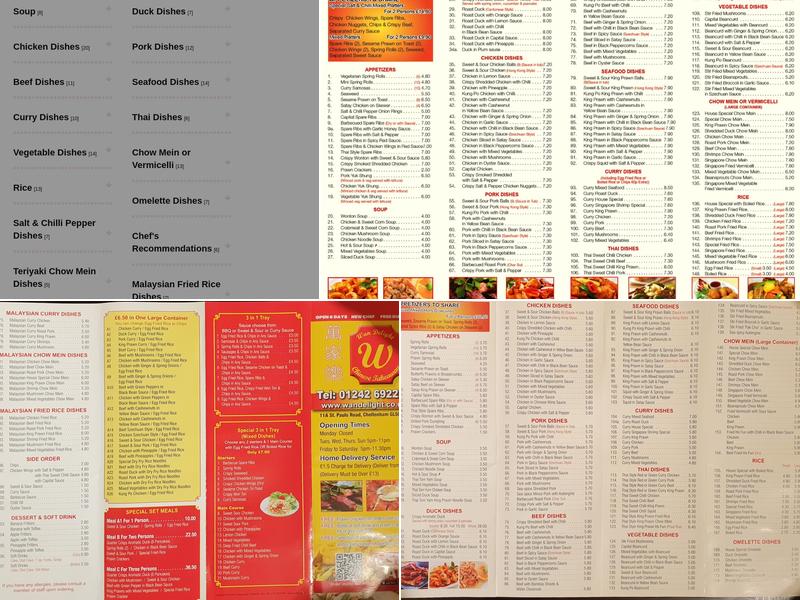 Wan Delight Chinese takeaway Menu