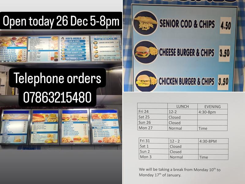 Wymans fish bar Menu