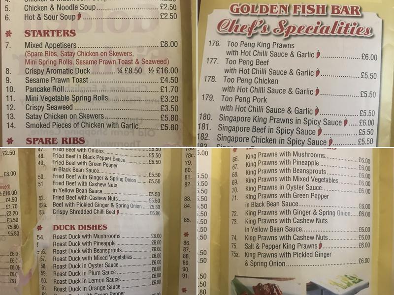 Golden Fish Bar Menu
