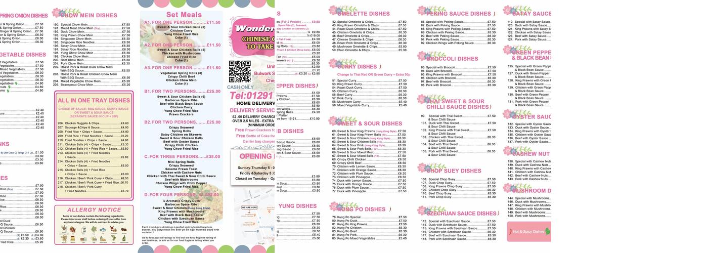Wonderfood Chinese Takeaway Menu