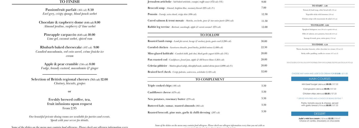 The Fox Dining Rooms Menu