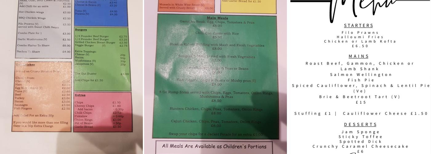 The Queens Head Menu