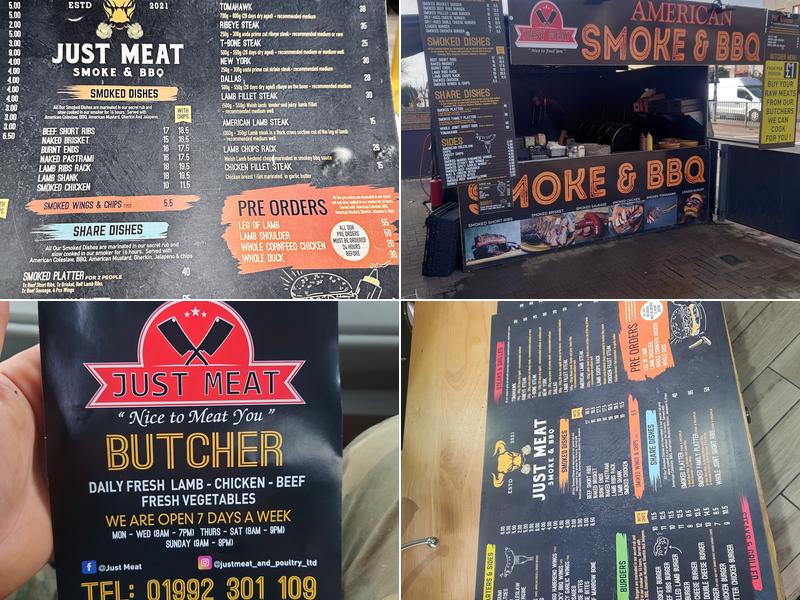 Just Meat Smoke and BBQ Menu