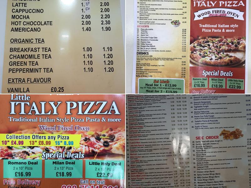 Little Italy Wood fired oven pizza Menu