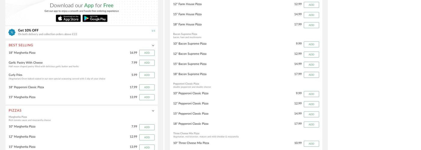 Milano Pizza-Waltham Cross Menu