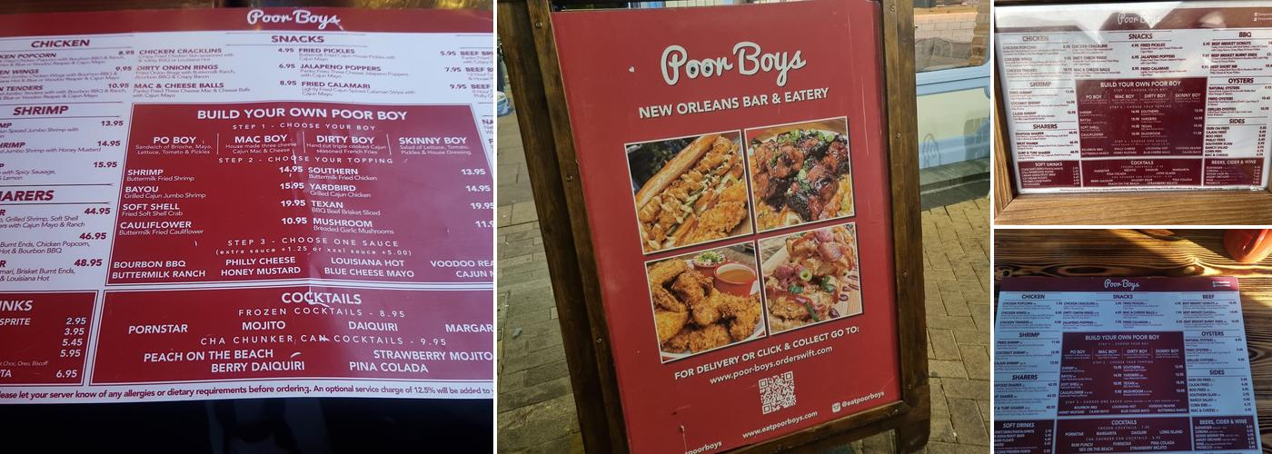 Poor Boys Menu