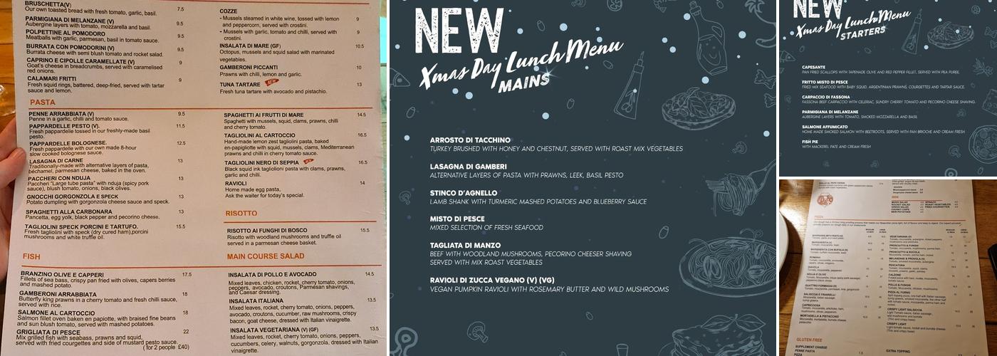 Al Forno Restaurant Menu