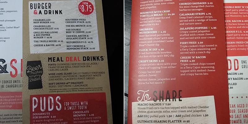 O'Neill's Kingston Upon Thames Menu