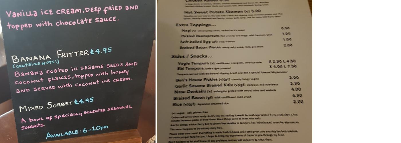 The Cocoanut, Kingston Menu