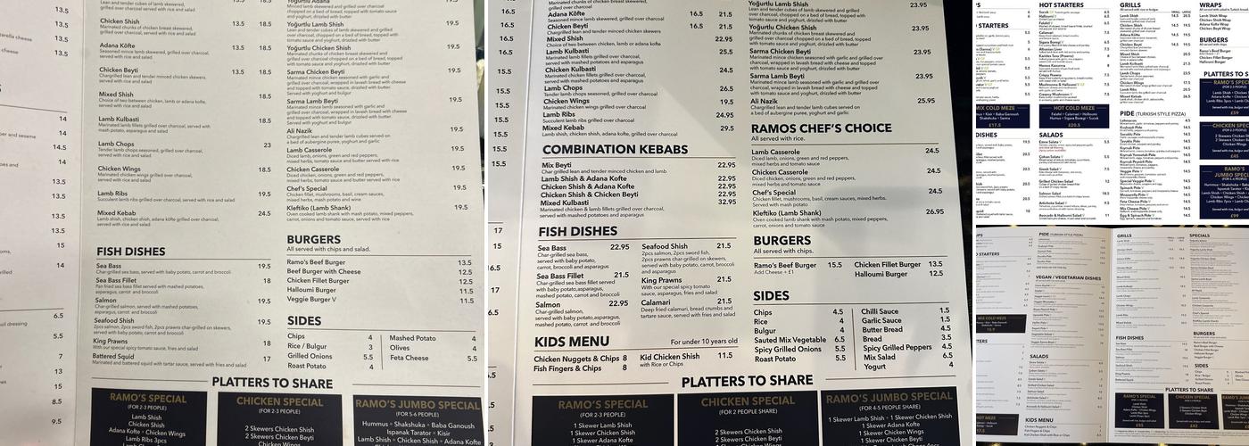 Ramo's Turkish Kitchen Menu