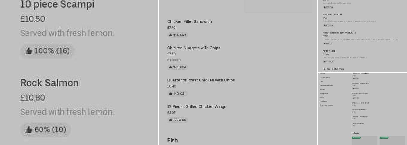 Chessington Palace Kebab & Fish Bar Menu