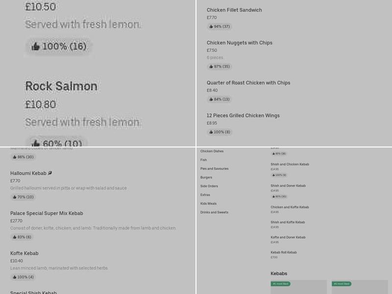 Chessington Palace Kebab & Fish Bar Menu
