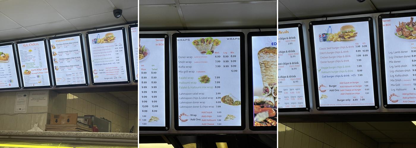 Eden Kebab Kingston Menu