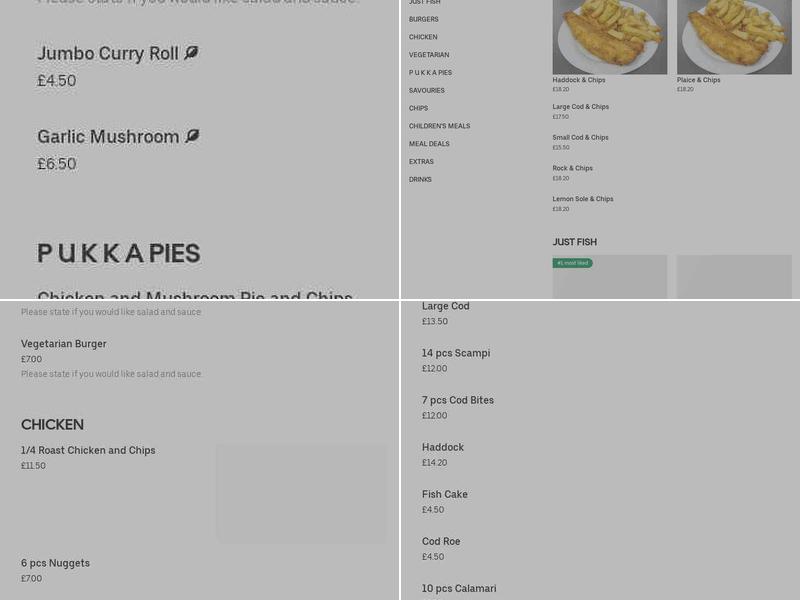 Gilders Fish Bar Menu