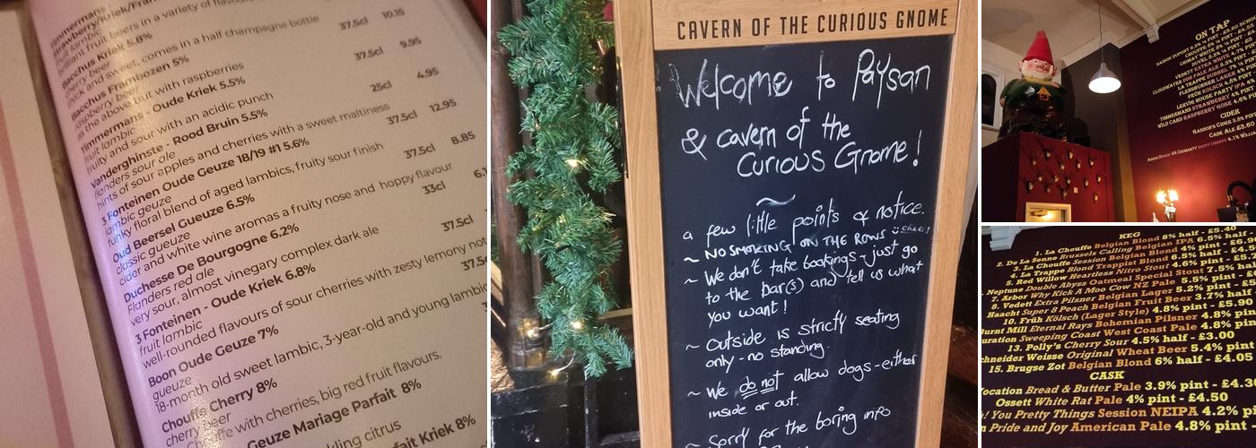 The Cavern of the Curious Gnome Menu
