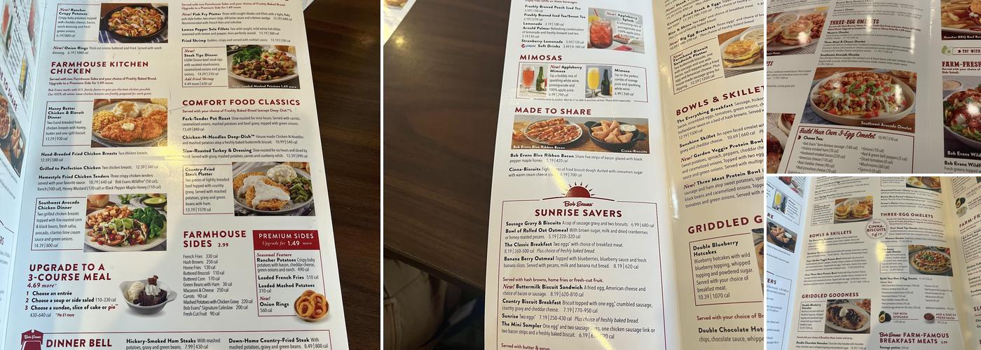 Bob Evans Menu