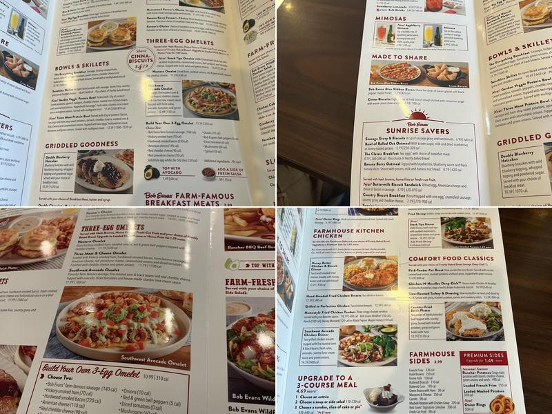 Bob Evans Menu