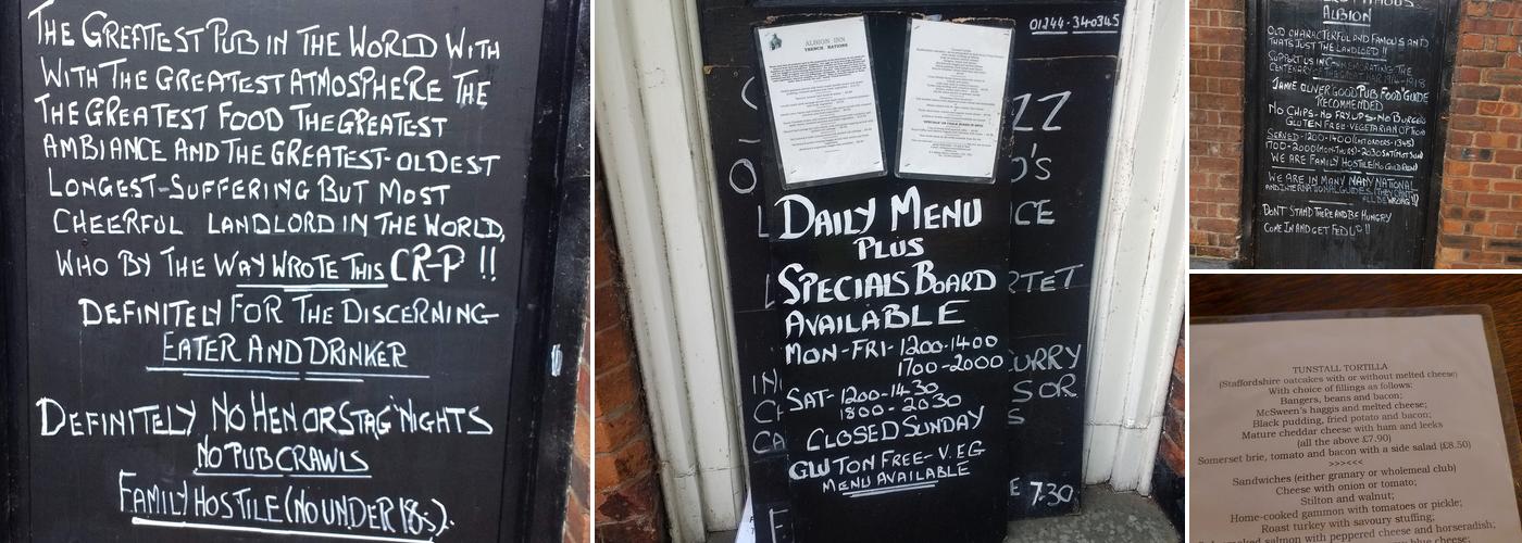 The Albion Inn Menu