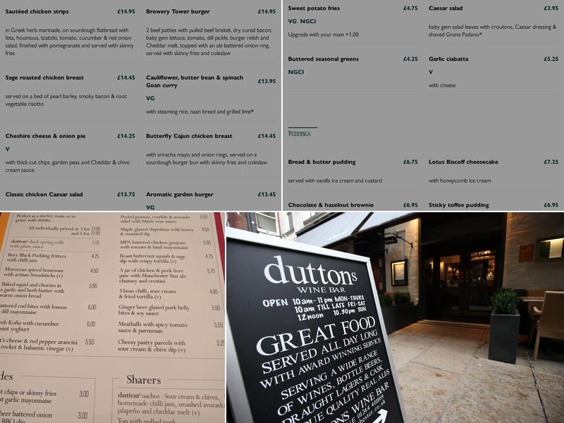Duttons Menu