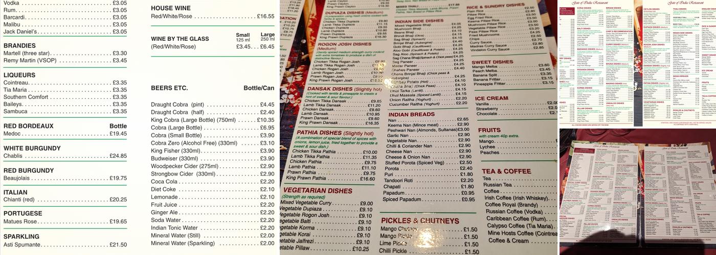 Gate Of India Restaurant Menu