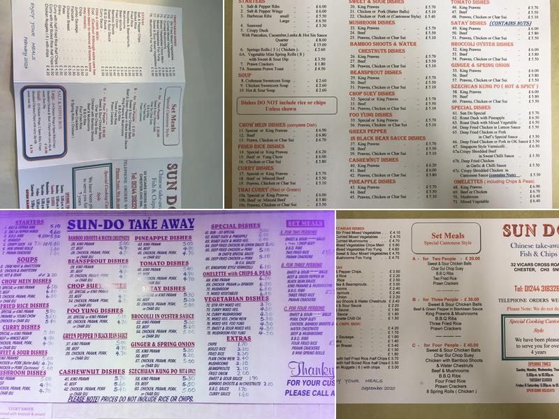 Sun Do Chinese Takeaway Menu