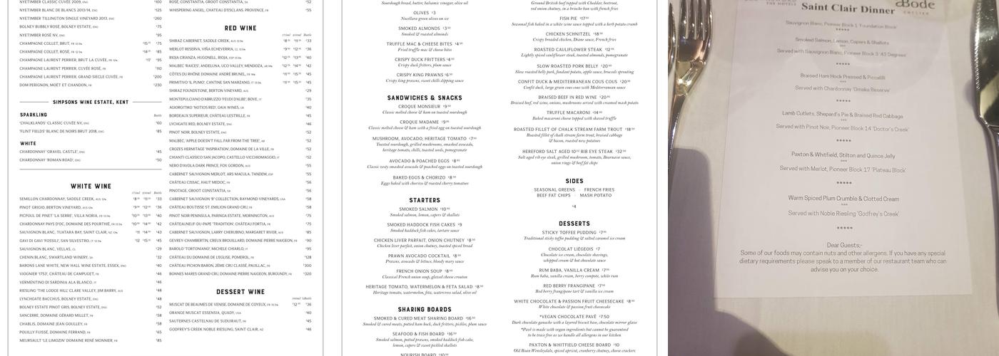 Brasserie Abode Menu