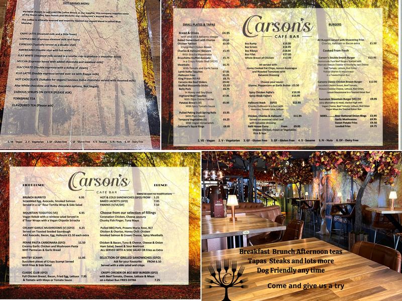 Carsons Cafe Bar Menu