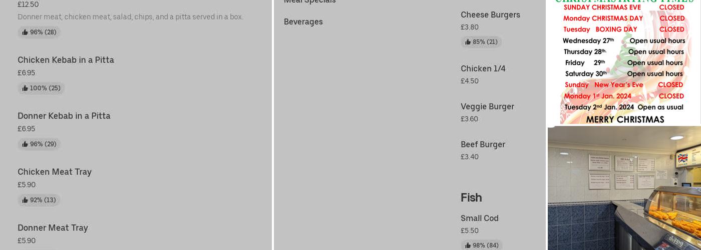 Union Jack Fish & Chips, Chesterfield Menu