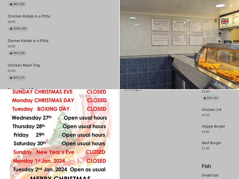 Union Jack Fish & Chips, Chesterfield Menu