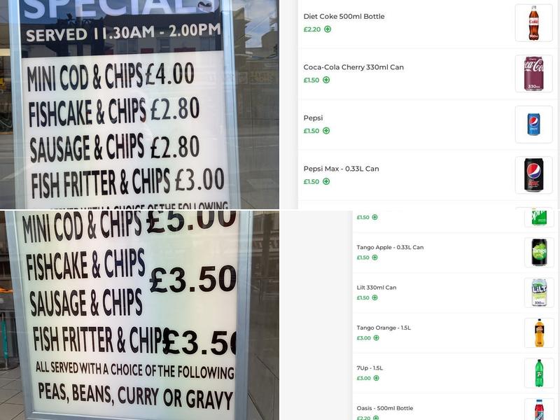 North Sea Fish Bar Menu