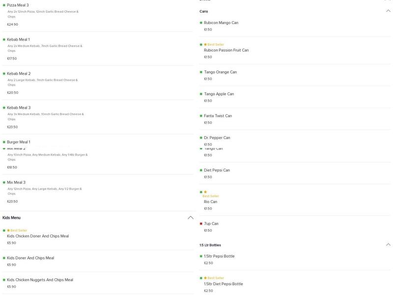 Spire Pizza Chesterfield Menu