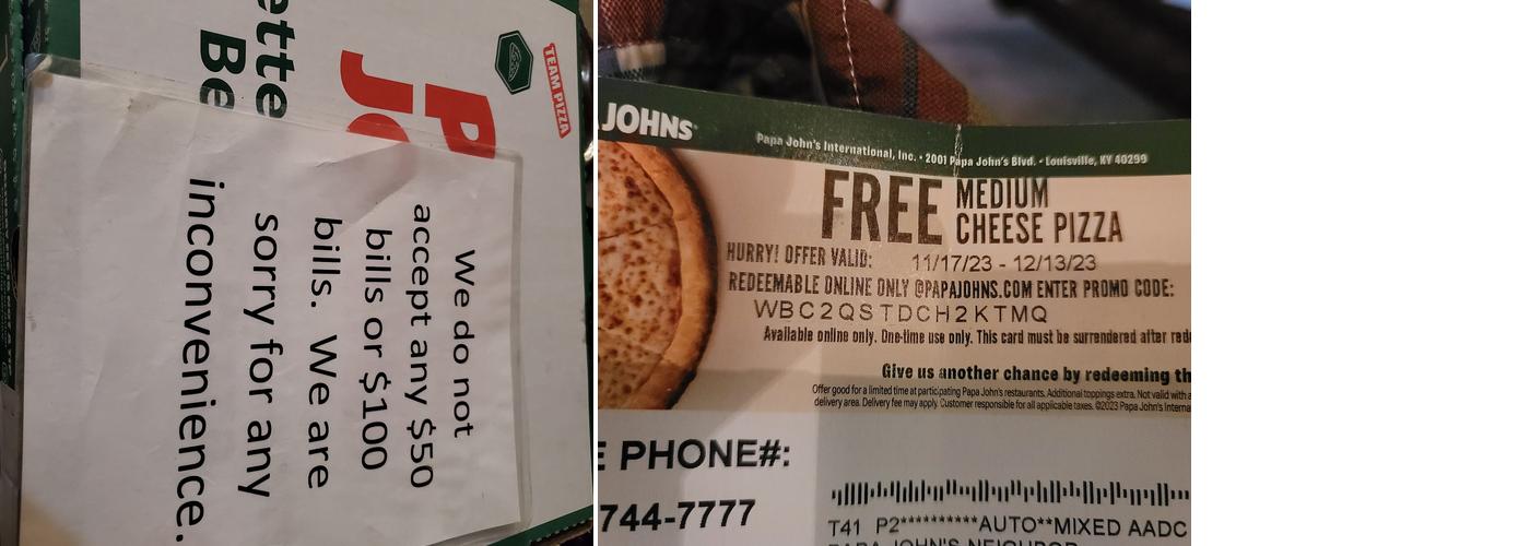 Papa Johns Pizza Menu