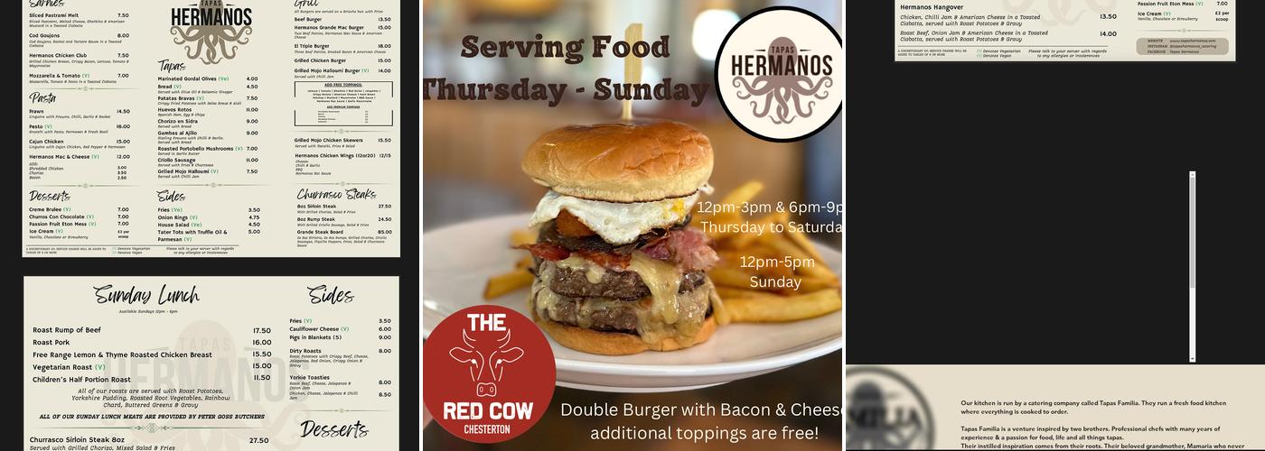 The Red Cow Menu